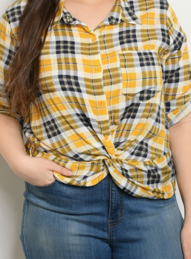 Checkered top plus size